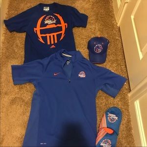Boise state men’s shirts, hat, slippers and bag